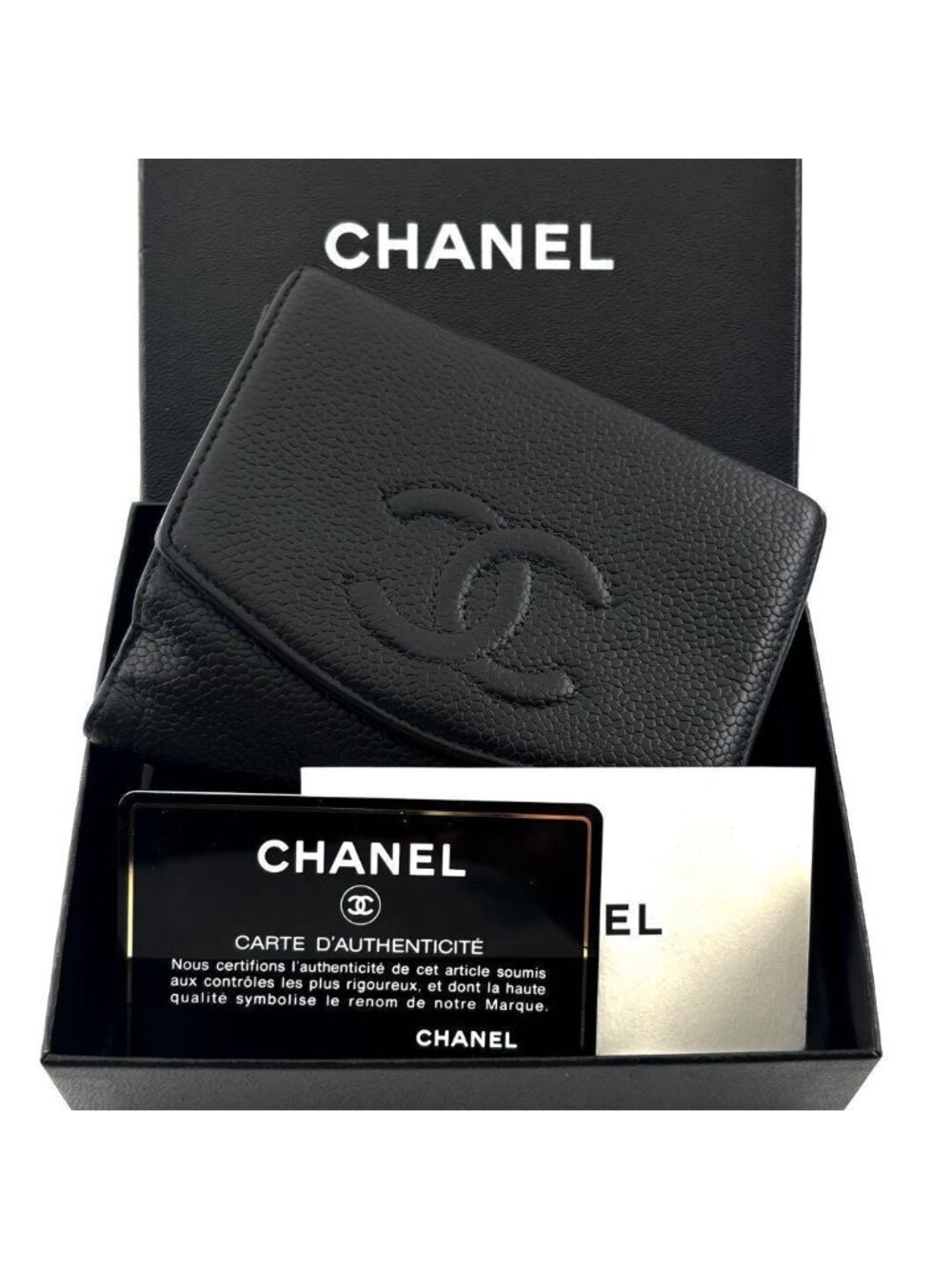 Chanel Wallet Coco Stitch Caviar Snap Bifold